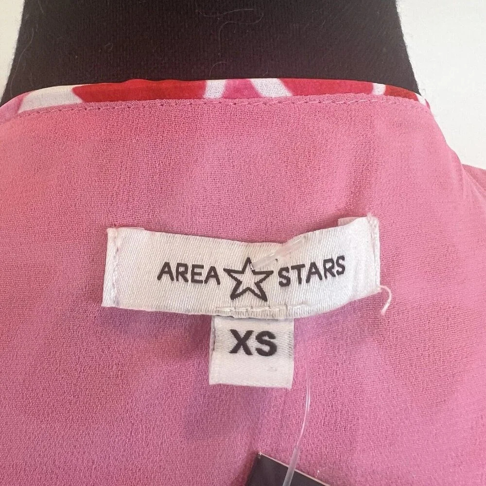 Area Stars NWT Diamond LS Wrap Dress Pink Red XS - Picture 12 of 16